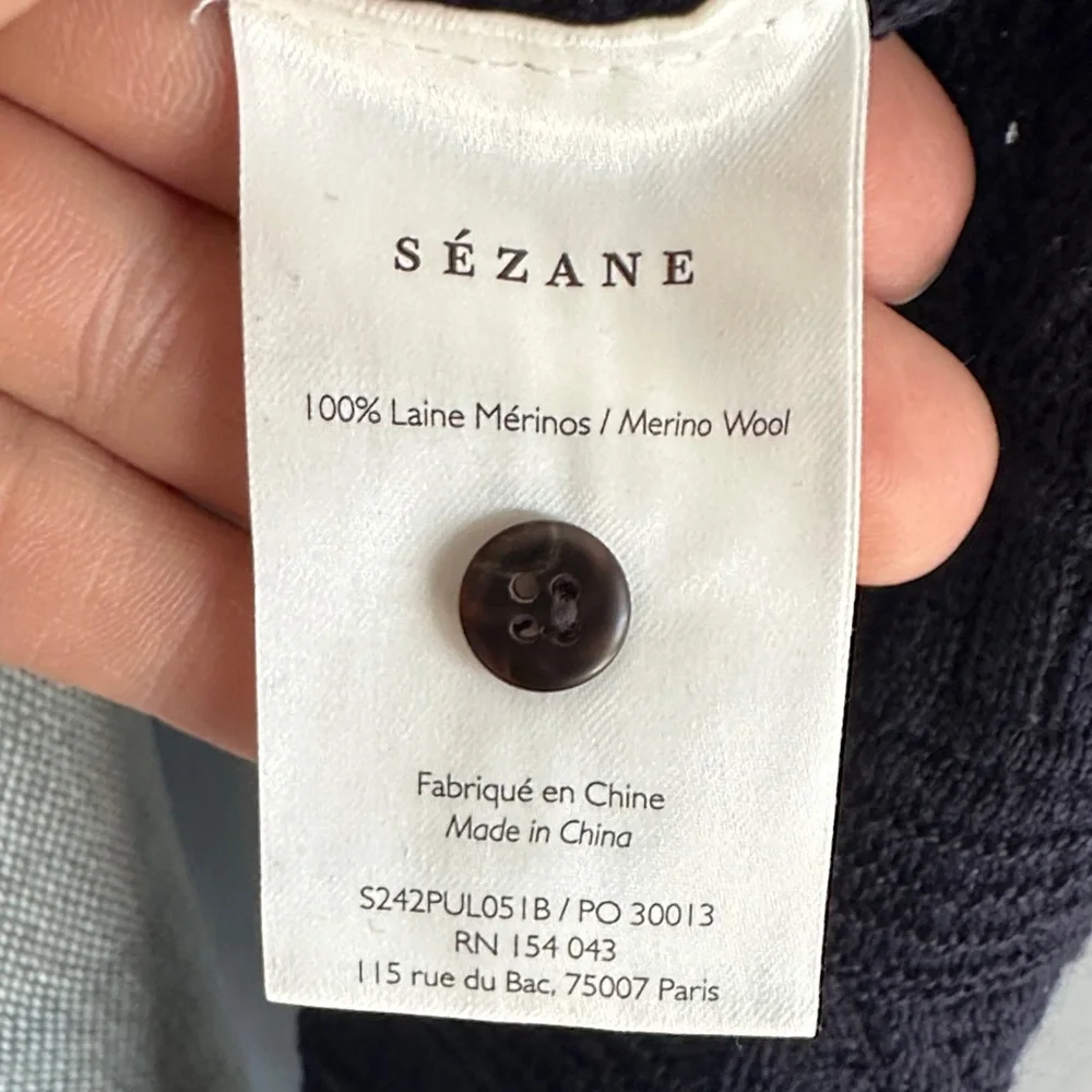 Sezane Lyna Jumper Knit Henley, in Navy - Picture 8 of 12